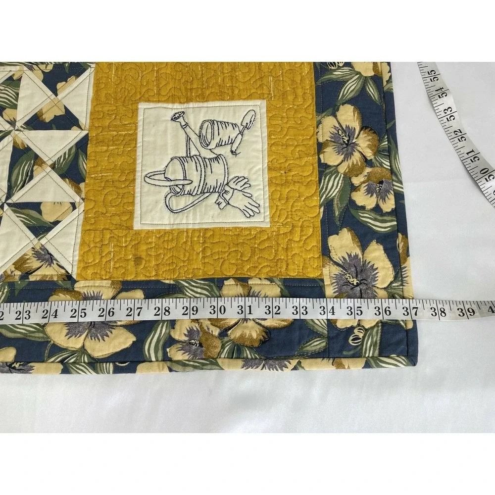 Pieced Embroidered Quilted Table Runner 16